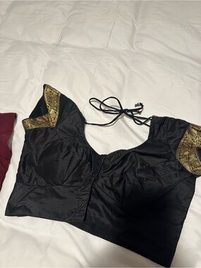 Black Women's Embellished Short Blouse